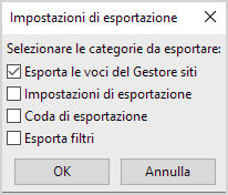 impostazioni di esportazione